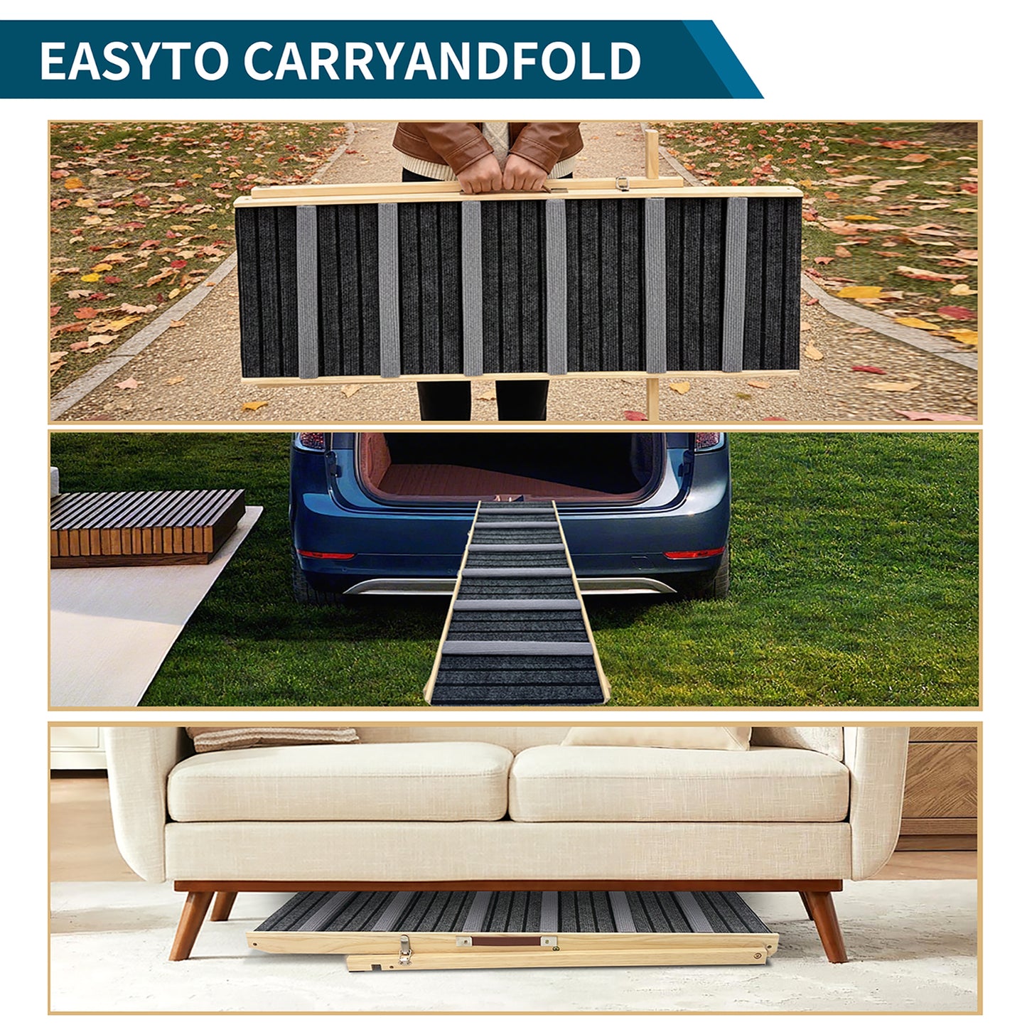 Adjustable Dog Ramp for Couch and Sofa - Non-Slip Pet Steps with Stable Support