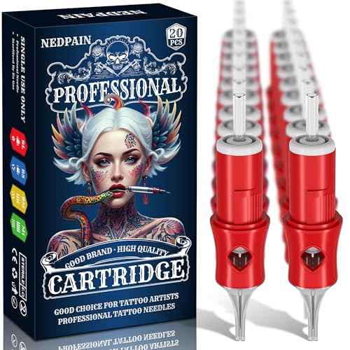 1205RL Tattoo Cartridge Needles 20Pcs #12 Standard Premium 5 Round Liner Diameter 0.35mm Long Taper 5mm Disposable with Membrane Safety Stabilizer Cartridges for Tattoo Machine & Pro Artists