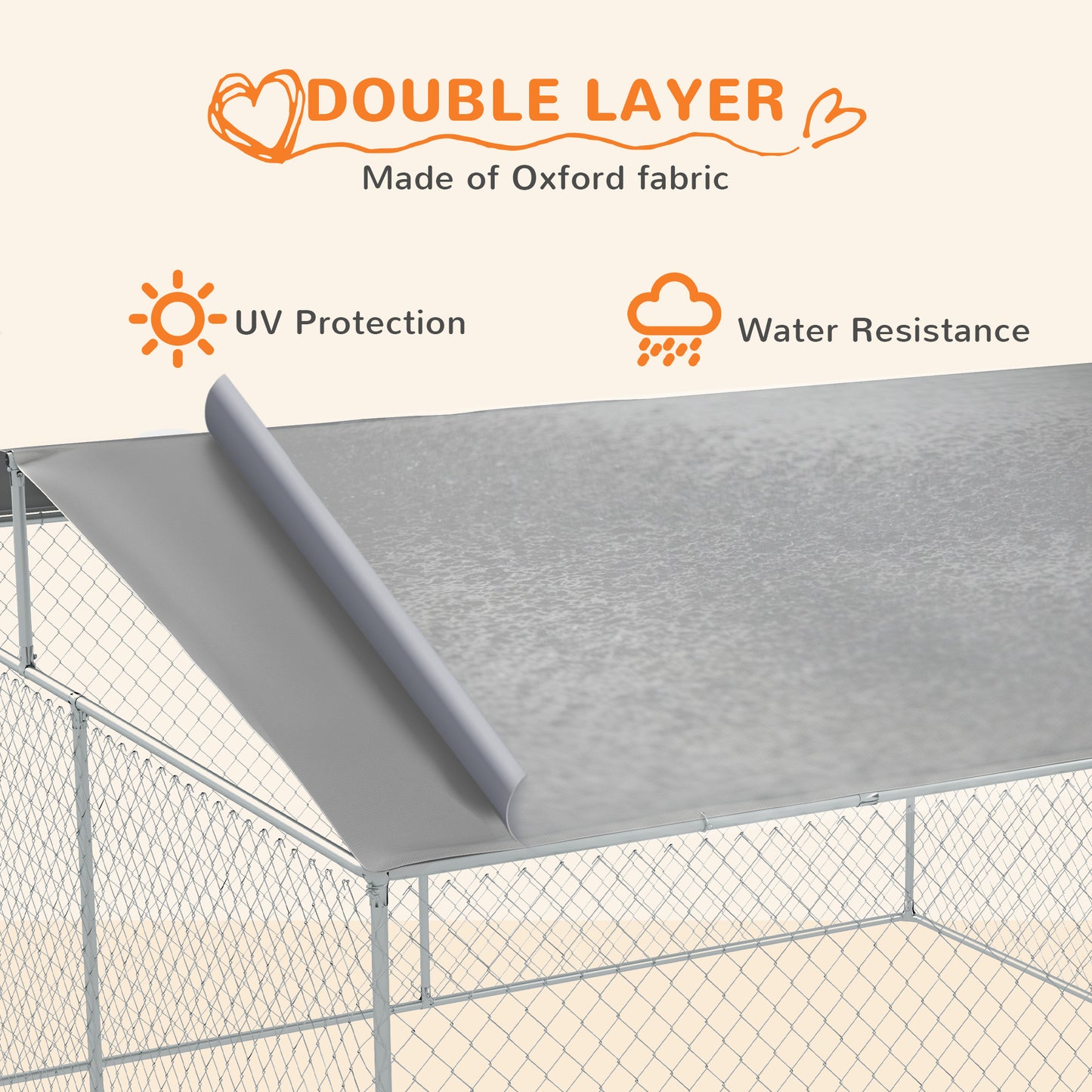 Outdoor Dog Kennel with Canopy - Large Metal Pet Run 13x13 ft, Weatherproof & Secure