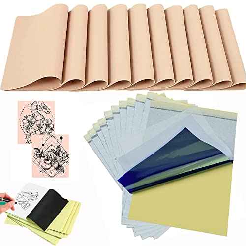 Urknall 40PCS 1.3mm Tattoo Skin Practice with Stencil Paper Fake Skins and Transfer Paper Kit Including 10PCS Fake Skins and 30PCS Stencil Papers for Tattoo Supplies