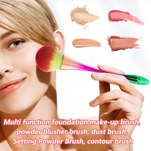 Large Powder Makeup Brush, Face Brush for Loose or Pressed Setting Powder, Bronzer with Plush Fibers Makeup with PVC Bow Boxes (Greener)