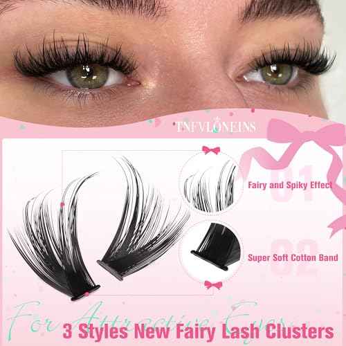 TNFVLONEINS Lash Clusters Wispy Eyelash Clusters Spiky Individual Lashes Clusters D Volume Cluster Eyelash Extensions DIY Lash Cluster Extension Thick Eye Lash Cluster (10-16MM,3 Styles)