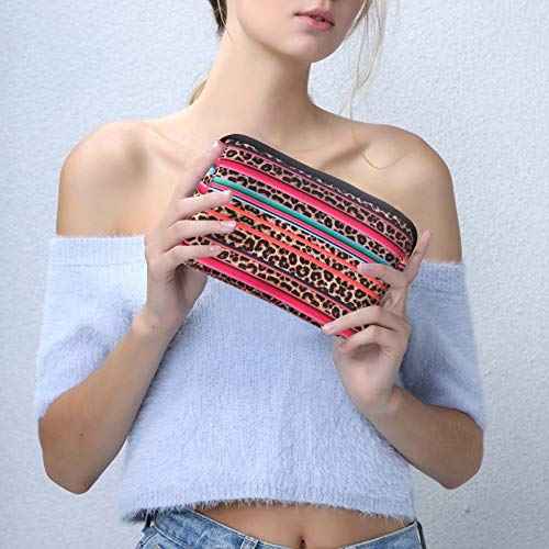 Vlike Leopard Rainbow Makeup bag Waterproof Soft Neoprene Travel bag Zippered Storage Pouch Printing Toiletry bag Organizer