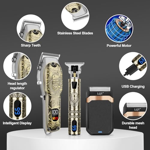Professional Hair Clipper Set for Men Electric Shaver Razor Cordless Hair Cutting Barber Clippers Beard Trimmer Men¡¯s Grooming Kit Gifts for him (Bronze)