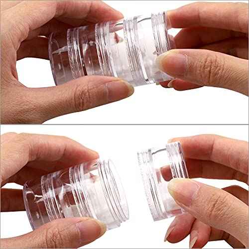 5 Set (20 Pieces) Stackable Cosmetic Containers with Screw Lids and Labels£¬10 Grams Clear Plastic Empty Jars Small Makeup Sample Containers for Beauty Products
