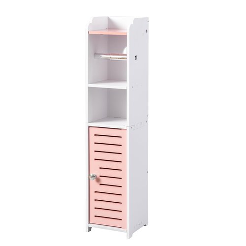 AOJEZOR Toilet Paper Holder Stand: Small Bathroom Storage Cabinet - Rose Dawn - White
