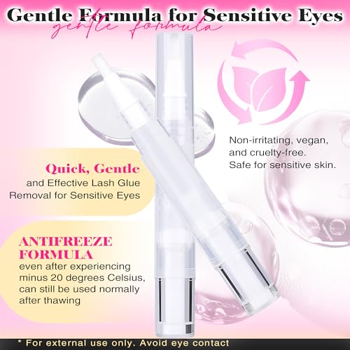 FANXITON Eyelash Glue Remover 5ML Cluster Lash Bond and Seal Glue Remover for Individual Cluster Lashes Remover with Soft Eyelash Brush Self Use at Home