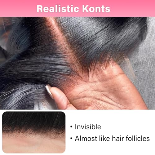 WOWANGEL 13x4 0.095mm Ultra-Thin Skinlike Real HD Lace Frontal & Closure,Straight Natural Hairstyles,Pre-Plucked Invisible Hairline,Unprocessed Virgin Human Hair,Invisible Knots HD Lace,12inch