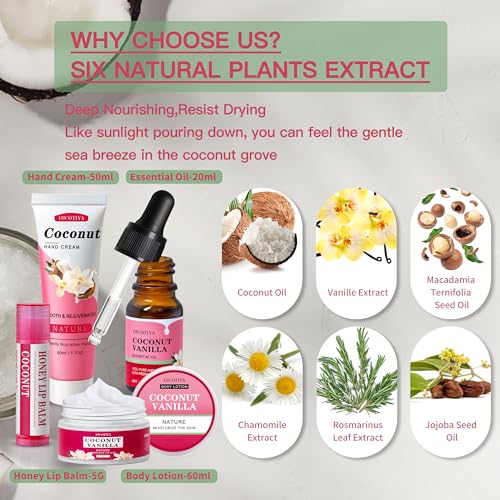 Gifts for Women,Birthday Gifts Friendship Gifts for Women,Travel Size Coconut Vanilla Spa Gifts for Her Mom Sister Friends,Unique Gift Set Ideas for Woman