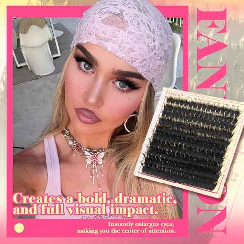 Volume Lash Clusters with Spiky Manga Lash Clusters 300D Eyelash Clusters 10-18MM Thick Wispy D Curl Cluster Eyelash Extensions 3D Fluffy Cluster Eyelash Extensions by FANXITON