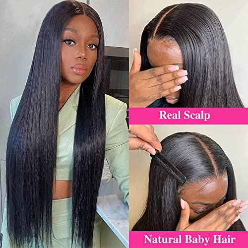 180% Density V Part Wig Human Hair with Drawstring Straight Brazilian Virgin Glueless Wig Human Hair for Black Women Upgrade U Part Wigs Full Head Clip In Half Wig No Leave Out Natural Color 8 Inch