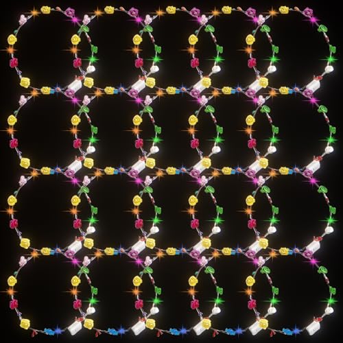 Light Up Flower Crown Headband, Glow in the Dark - for Parties, Weddings, Cosplay Events, and Festive Occasions