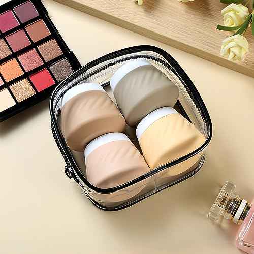 Gemice Travel Containers for Toiletries, Silicone Cream Jars TSA Approved Travel Size Containers with Clear Bag, Leak-proof Travel Accessories with Lid for Cosmetic Face Body Hand Cream