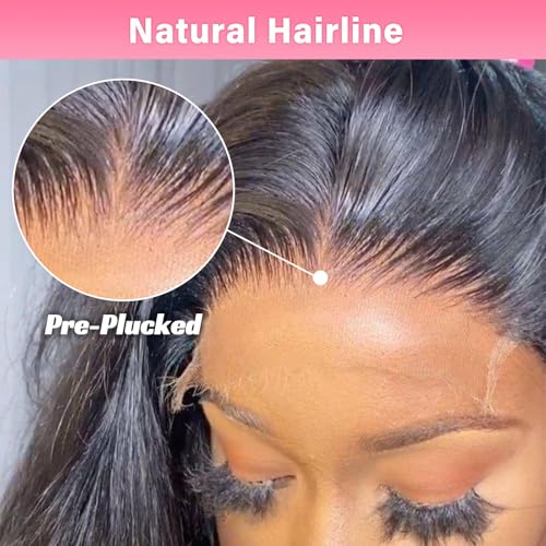 WOWANGEL 13x4 0.095mm Ultra-Thin Skinlike Real HD Lace Frontal & Closure,Straight Natural Hairstyles,Pre-Plucked Invisible Hairline,Unprocessed Virgin Human Hair,Invisible Knots HD Lace,12inch