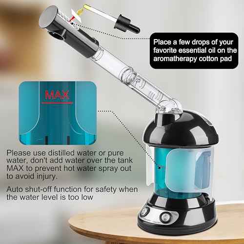 2-in-1 Hair and Face Steamer, Hair Steamer Humidifier for Deep Conditioning & Facial Steamer for Deep Cleaning, Tabletop Steamer with UV Ozone for Personal Care Use Home Spa Salon