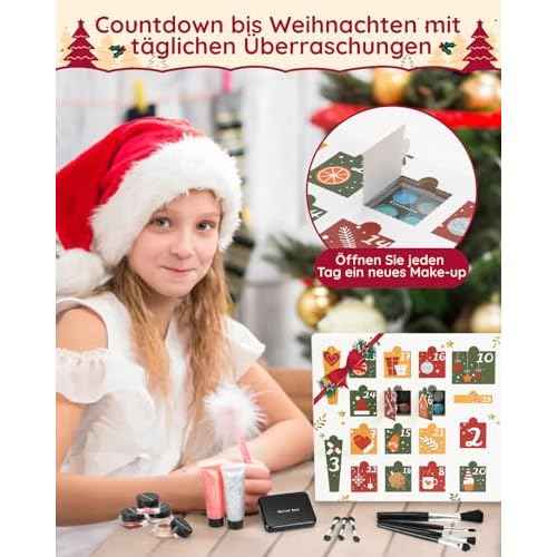 Christmas Makeup Advent Calendar 2025 for Teens Girls, 30pcs Advent Beauty Calendar, 24 Days Christmas Countdown Calendar Makeup Gift Set, Xmas Gift Box for Teens Girls Full Kit