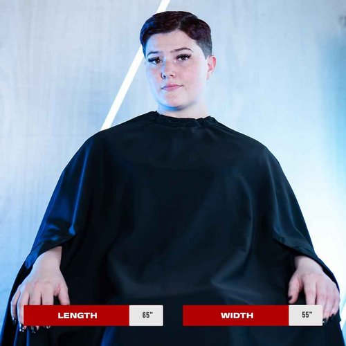 Barber Strong The Barber Cape Haircut Cover for Men, Hands Free, Hair Repelling and Static-Reducing Material, Flexible Elastic Neckband, Water Resistant Fabric, Oversized for Complete Coverage - Black