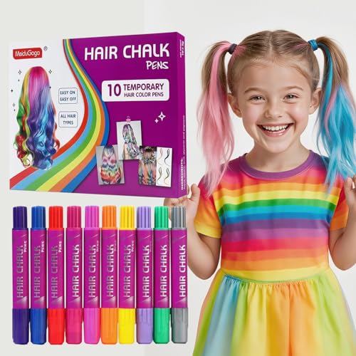 Girls Gifts Hair Chalk £¬10 Color Temporary Kit Low stimulation Washable Hair Dye Colourful Pens.for Makeup Toy Gift for Kids Ages 6-13 Years Old£¬Birthday Gifts Halloween Christmas & Festival Party
