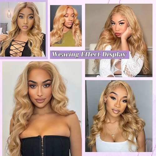 27# Honey Blonde Body Wave Bundles 100% Real Human Hair Bundles 12 14 16 Inch For Quick Weave Double Weft Can Be Dyed and Restyled