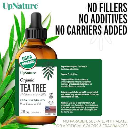 UpNature Organic Tea Tree Oil - 100% Pure Tea Tree Oil for Skin, Hair, Toenail, 2oz