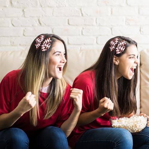 Football Hair Bow Clips Brown Hair Bows for Women Cute Football Line Print Hair Clip Football Ribbon Bows for Girls Cheer Hair Barrettes 3in¡¯ Football Sport Hair Bow Super Bowl Hair Accessories 2Pcs