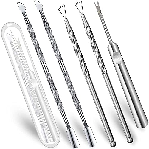6 PCS Cuticle Pusher and Cutter Remover Stainless Nail Polish Peeler Scraper Durable Manicure and Pedicure Cleaner Tool - Professional & Durable
