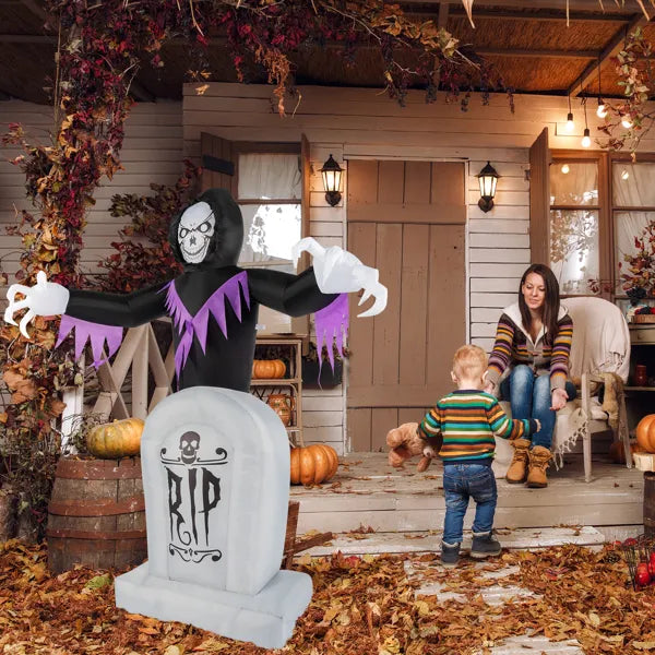 8ft LED String Lights Grim Reaper & Grave Inflatable Halloween Decor