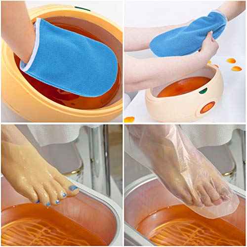 204 Piece Paraffin Wax Bath Set Paraffin Wax Mitts with Bath Liners Gloves and Booties, Plastic Bags Hand Mitts Terry Cloth Booties Foot Mitt