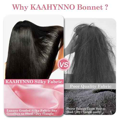 Tie Band Silk Satin Hair Bonnet for Sleeping Women Curly : Sleep Night Wrap Cap for Straight Wavy Coily Kinky Natural Hair Head - Pink