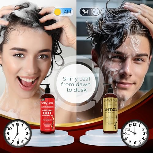 Shiny Leaf DHT Blocker Shampoo And Conditioner Bundle With Procapil, Capixyl, Biotin, Castor Oil ? Professional Strength Hair Growth Shampoo And Conditioner Sets for Men And Women (4x16 Fl.Oz)