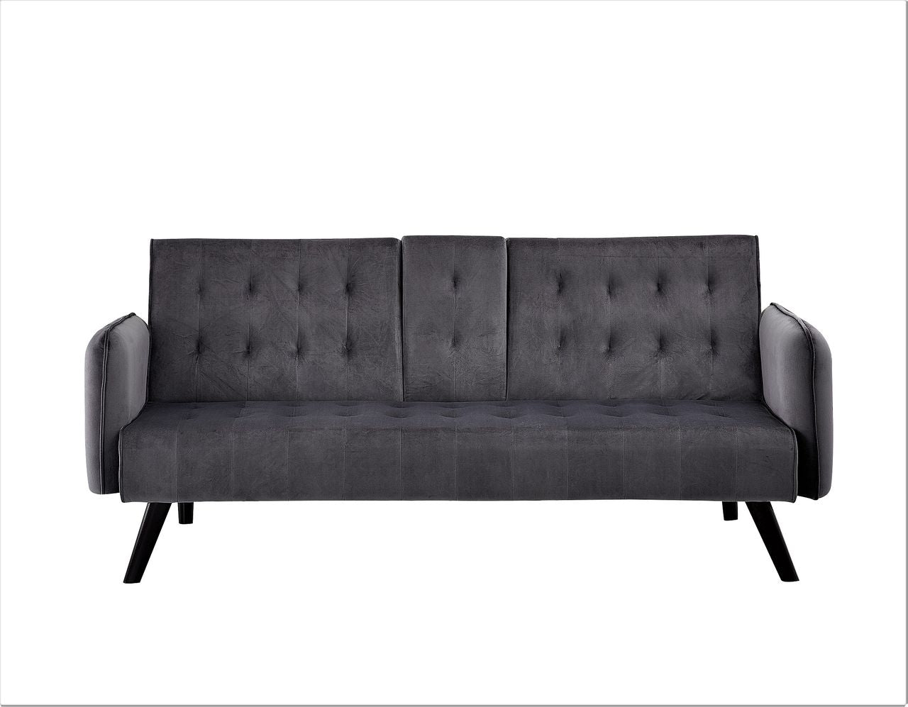 72 Velvet Convertible Sofa Bed With Cup Holders, Tufted Folding Futon