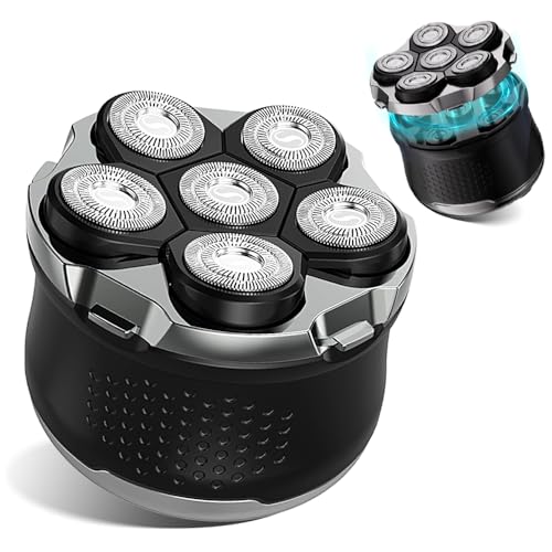 Electric Razor for Men Head Shaver for Bald Men Grooming Kit Wet Dry Rotary Shavers Nose Hair Beard Trimmer Clippers Facial Cleansing Brush Cordless Waterproof USB Charging Rechargeable (Black)