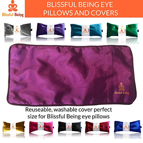 Lavender Eye Pillow - Hot or Cold Weighted Satin Eye Mask perfect for Sleeping, Yoga, Meditation - Gifts for Women, Birthday, Teachers - Natural Herbal Relaxation (Sapphire)