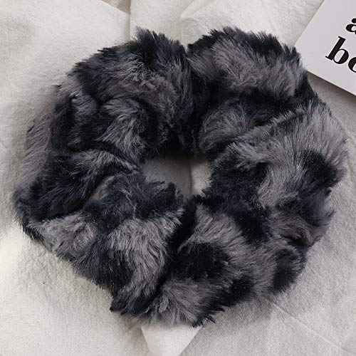 6 Pcs Leopard Towel Scrunchies for Hair Drying With Tie Dye and Solid Soft Microfiber - Thick Fuzzy Frizz Free Bobbles Ropes Traceless Ponytail Holder Cow Hair