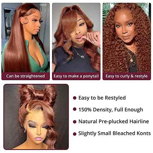 AMIRTY 200% Density Orange Ginger Lace Front Wigs Human Hair 13X4 HD Transparent Lace Front Wigs Human Hair Pre Plucked with Baby Hair #33 Wigs For Women 22 Inch