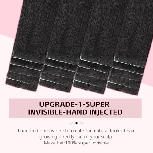Invisible Tape in Hair Extensions Real Human Hair 3rd-Generation Pro3.0#1B Natural Black 20pcs 50g 22inch Seamless Insert Hand-Tied Invisi Edge Tape ins Extension£¨#1B-22inch£©