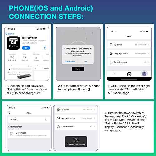 VLOXO Wireless Tattoo Stencil Printer, Portable Tattoo Thermal Transfer Copier Cordless Bluetooth Tattoo Machine with 10pcs Transfer Paper for Android and iOS Phone Pad & Laptop