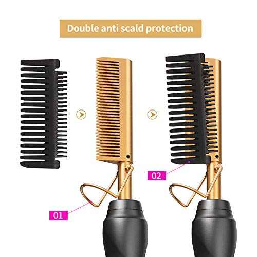 Hot Comb Hair Straightener Pressing Combs - Ceramic Electric Straightening Comb for Natural Black Beard Wigs Holiday Gift