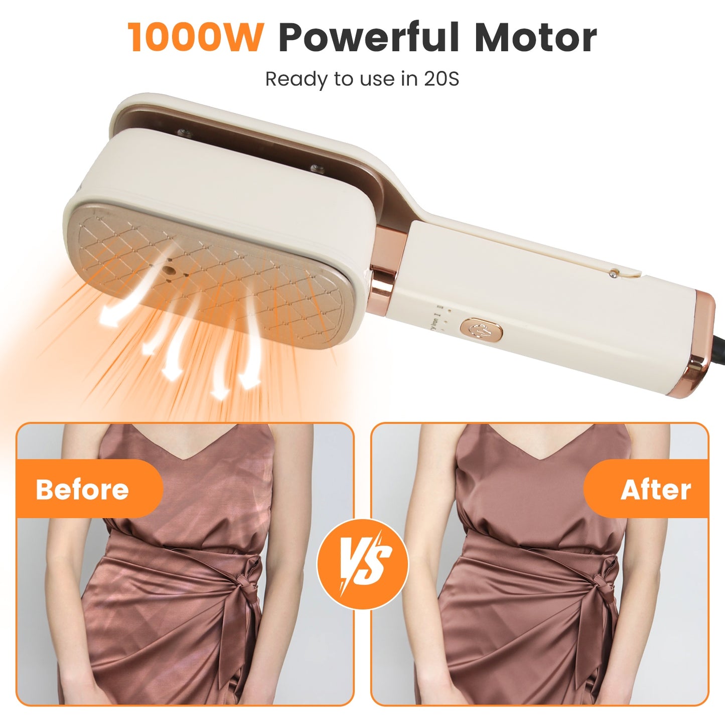 3-in-1 Travel Garment Steamer with Flip Head & Dry/Wet Ironing - 1000W Portable Iron for Clothes