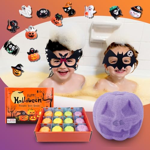 12 Piece Halloween Bath Bombs with Toys Inside for Kids, Bath Bombs with Surprise Inside, Halloween Party Favors for Kids, Halloween Trick or Treat Treat Gifts¡¦