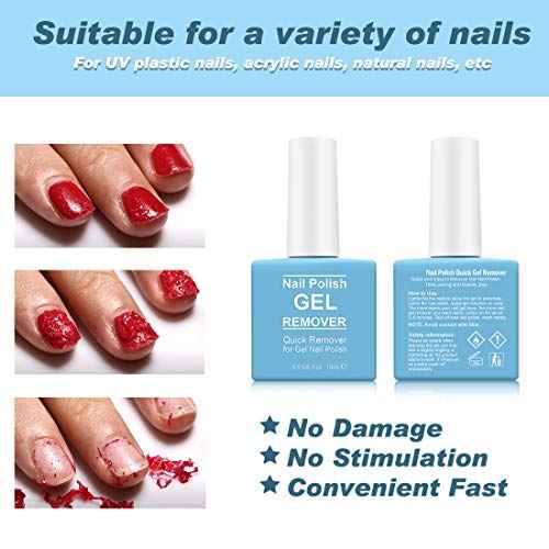 2 Pack Gel Nail Polish Remover, Gel Polish Remover for Nails, Easily Magic Soak-Off Gel Polish in 2-5 Minutes - Safe, No Need For Foil, Soaking Or Wrapping (with 1 Cuticle Pusher and Nail Scraper)