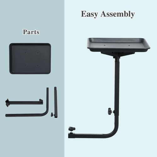 Salon Tray for Hair Stylist Steel Salon Tray Attached to Chair 360 Degree Rotating Salon Tray for Barber Chairs Hairdressing Tools Tattoo(Black)
