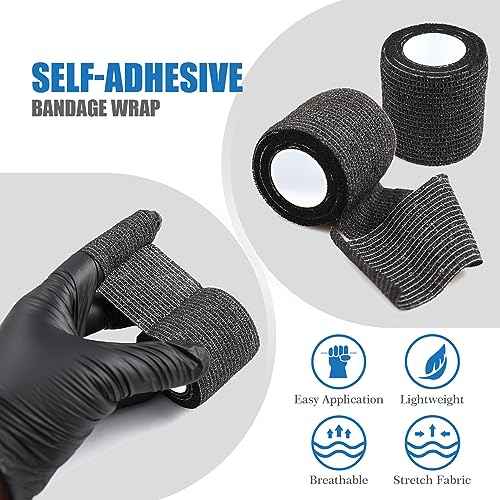 Pen Machine Covers and Grip Tapes 200pcs Tattoo Machine Covers with 4pcs Grip Wrap Cover 7.5 x 2.7" Tattoo Pen Sleeves Self adhesive Tape Tattoo Pen Bags Tattoo Supplies
