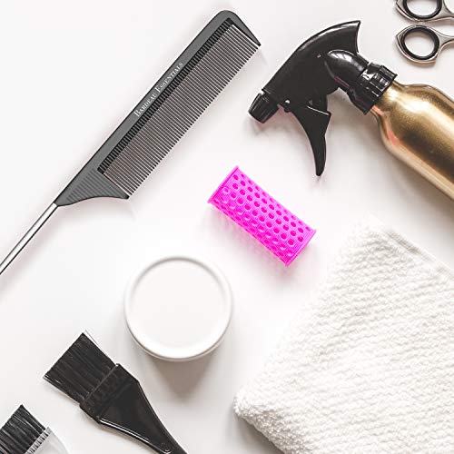 Professional 8.8 Inch Tail Comb (5 Pack) - Black Carbon Fiber and Stainless Steel Pintail - Anti Static and Heat Resistant Teasing Comb - Lightweight for All Hair Types