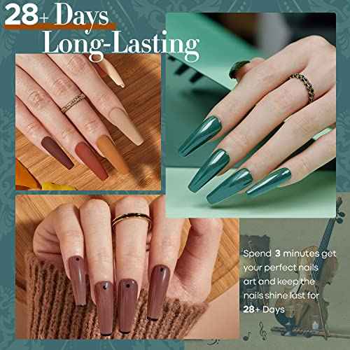 modelones Gel Nail Polish Set 6 Dark Colors, Morandi Shades Wine Purple Prussian Blue Brown Gel Polish High Pigmented Nail Art Kit Soak Off Manicure at Home DIY Women Girl Gift