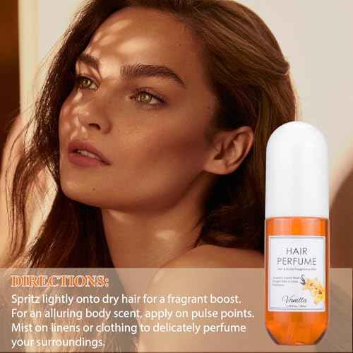 Vanilla Hair & Body Perfume Spray, Pheromones Perfumes for Women, Long-Lasting Fragrance Mist, Frizz Control & Shine-Enhancing, Nourishing Hair Repair Mist, Daily Use, Alcohol-Free, 1.7 Oz Travel Size