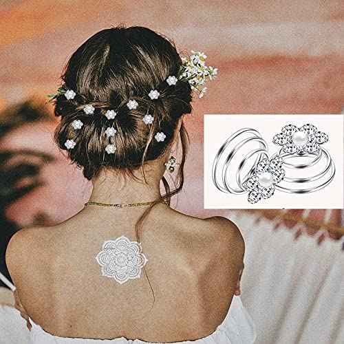 60 PCS 3 Shapes Gems Rhinestone Twister Hair Studs Set Diamond Spiral Pearl Flower Jewels Hair Pins Sticks for Wedding, Bridal, Prom, Party and Special Occasion (Diamond&Pearl&Flower)