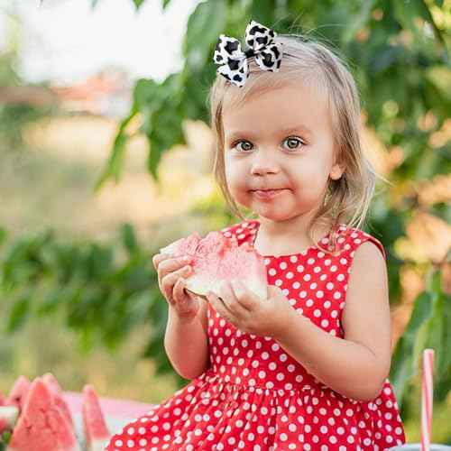 4Pcs Cow Print Bows for Girls Cow Print Hair Bow Clips Cute Hair Accessories for Girls