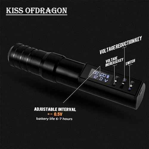 Tattoo Gun Kit - Kiss of Dragon Tattoo Kit Complete Wireless Tattoo Machine 2400mAh Power Supply 20pcs Cartridge Needles Tattoo Ink Practice Skin Bandage for Beginners