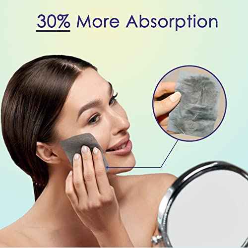 High-Performance Oil Blotting Sheets for Face with Bamboo Charcoal 105 sheets - Makeup Friendly Blotting Papers for Oily Skin - Easy Dispensing Blotting Papers